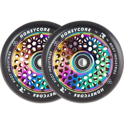 Root Honeycore Svart 110mm Kickbike Hjul 2-Pak - Rainbow